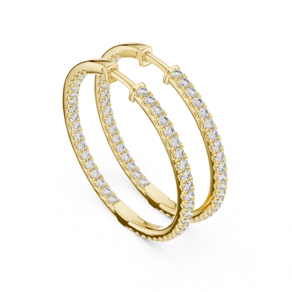 Round diamond yellow gold hoop earrings angled view
Yellow gold hoop earrings with round brilliant diamonds
Elegant round diamond hoops in yellow gold finish
Classic yellow gold hoop earrings with diamond row
Luxury round diamond hoop earrings for women
Prong set round diamond hoops in yellow gold
Fine jewelry yellow gold hoop earrings with diamonds
Minimal yellow gold hoops with round cut diamonds
Everyday yellow gold diamond hoop earrings design
Stylish round diamond hoop earrings in yellow gold
