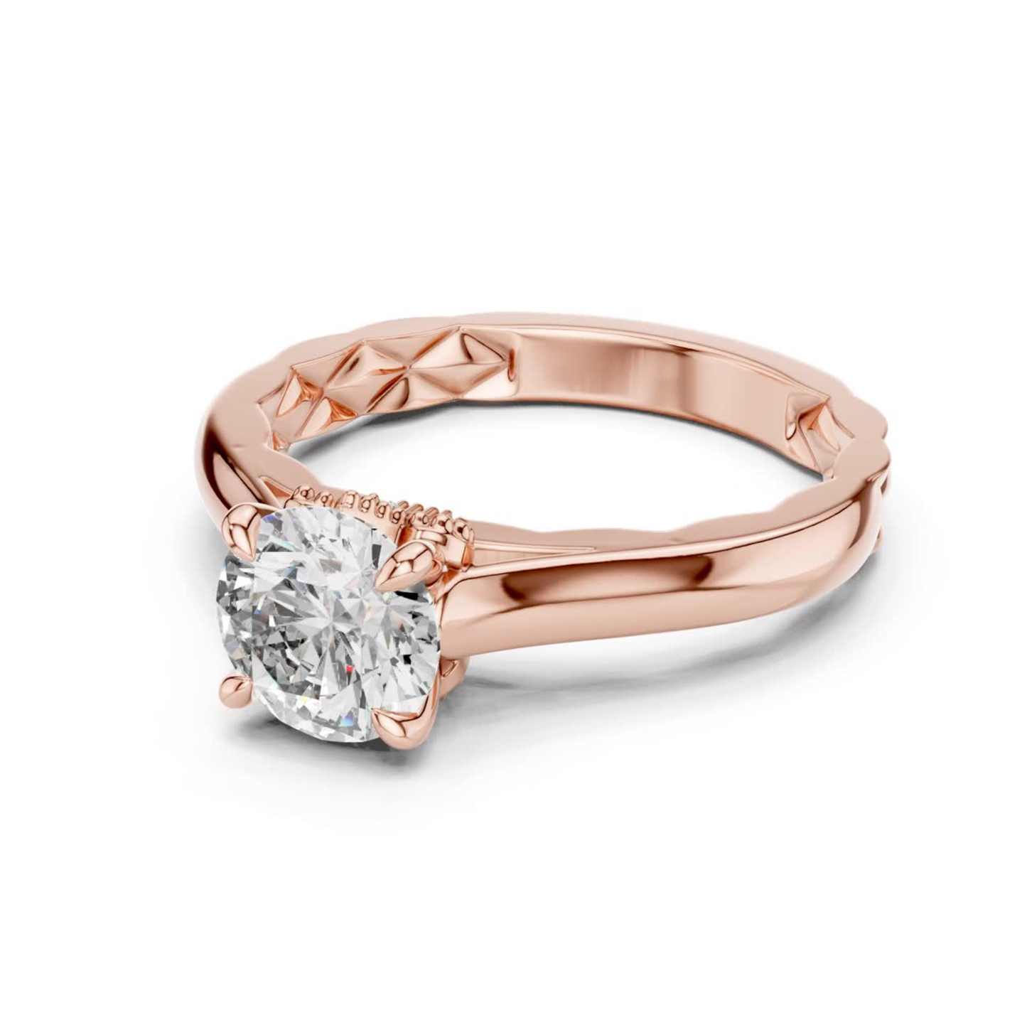 Angled view round solitaire diamond engagement ring
Rose gold round solitaire diamond ring
Four prong round brilliant diamond ring
Classic round solitaire diamond engagement ring
Rose gold round diamond ring angled profile
Round brilliant diamond ring with plain band
Minimalist round solitaire diamond ring design
Polished rose gold round diamond ring
Angled round cut diamond ring with four prongs
Classic rose gold solitaire diamond ring