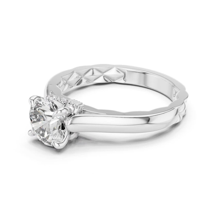 Angled view round solitaire diamond engagement ring
White gold round solitaire diamond ring
Four prong round brilliant diamond ring
Classic round solitaire diamond engagement ring
White gold round diamond ring angled profile
Round brilliant diamond ring with plain band
Minimalist round solitaire diamond ring design
Polished white gold round diamond ring
Angled round cut diamond ring with four prongs
Classic white gold solitaire diamond ring