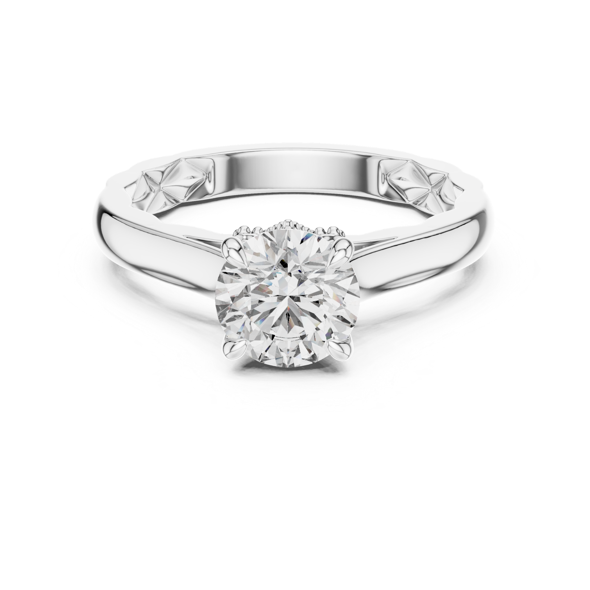Front view round solitaire diamond engagement ring
White gold round solitaire diamond ring
Four prong round brilliant diamond ring
Classic round solitaire diamond engagement ring
White gold round diamond ring front profile
Round brilliant diamond ring with plain band
Minimalist round solitaire diamond ring design
Polished white gold round diamond ring
Round cut diamond ring with four prong setting
Classic white gold solitaire diamond ring