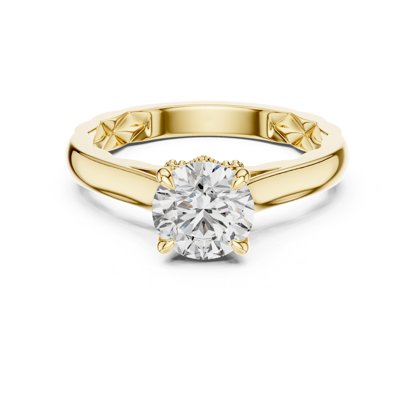 Front view round solitaire diamond engagement ring
Yellow gold round solitaire diamond ring
Four prong round brilliant diamond ring
Classic round solitaire diamond engagement ring
Yellow gold round diamond ring front profile
Round brilliant diamond ring with plain band
Minimalist round solitaire diamond ring design
Polished yellow gold round diamond ring
Round cut diamond ring with four prong setting
Classic yellow gold solitaire diamond ring