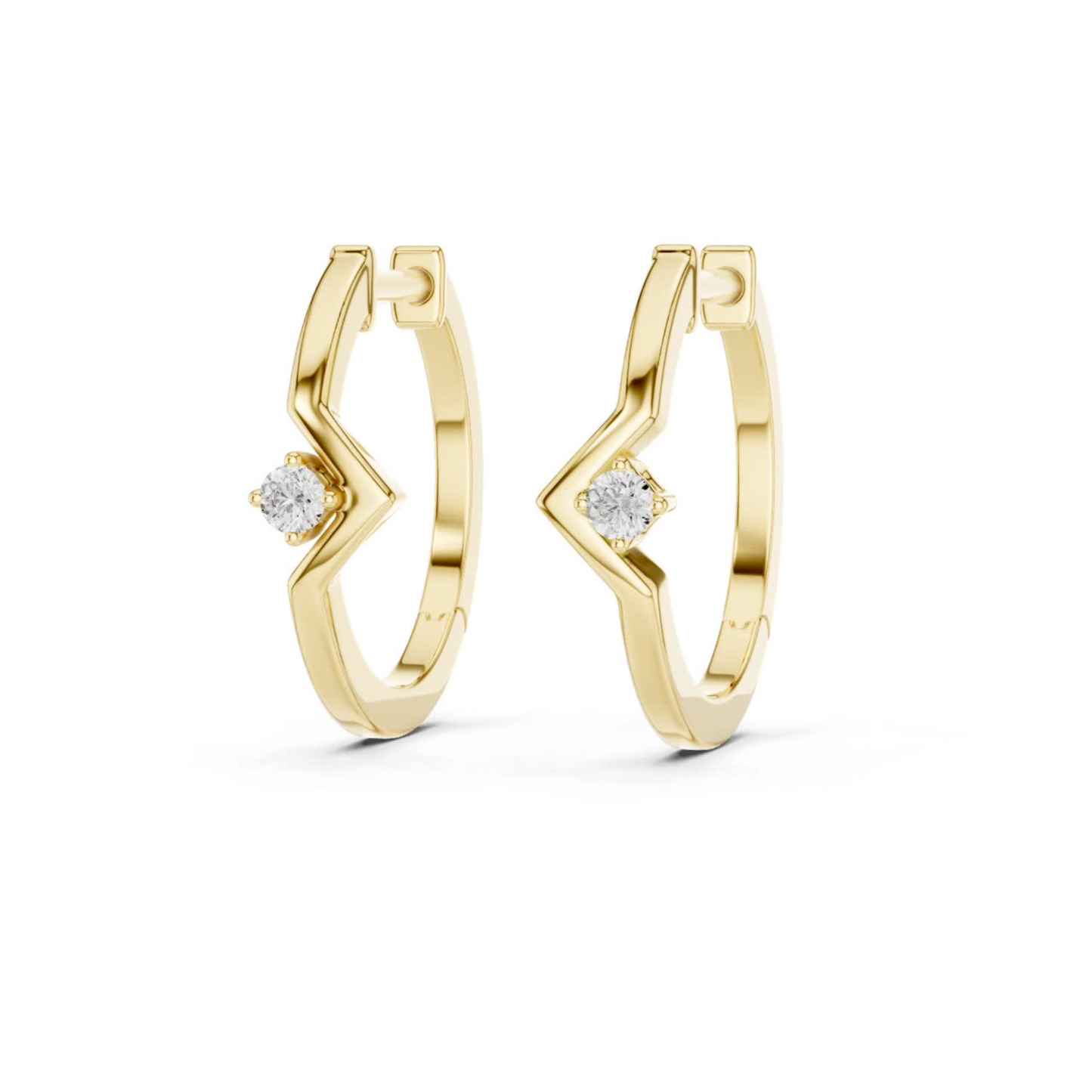 Side view yellow gold hoop earrings with round diamond
Side profile geometric yellow gold hoop earrings
Side view gold hoop earrings with solitaire diamond
Minimal yellow gold diamond hoop earrings side view
Side angle yellow gold geometric hoop earrings
Elegant gold hoop earrings with round diamond side view
Fine yellow gold hoop earrings side profile
Contemporary gold diamond hoop earrings side view
Stylish yellow gold zigzag hoop earrings
Side view round diamond gold hoop earrings