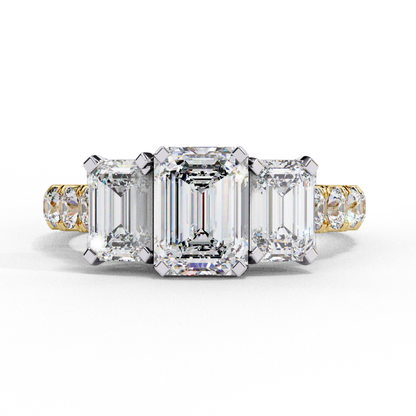 Three emerald cut diamonds set in gold band
Triple stone ring with three emerald diamonds
Elegant three stone ring with emerald cut diamonds
Gold band with three emerald cut diamonds
Three emerald diamonds set in classic design
Multi stone emerald cut diamond ring
Triple emerald cut diamonds with gold accents
Three stone ring with diamond details
Bold three diamond ring with emerald cuts
Classic three stone emerald cut diamond engagement ring