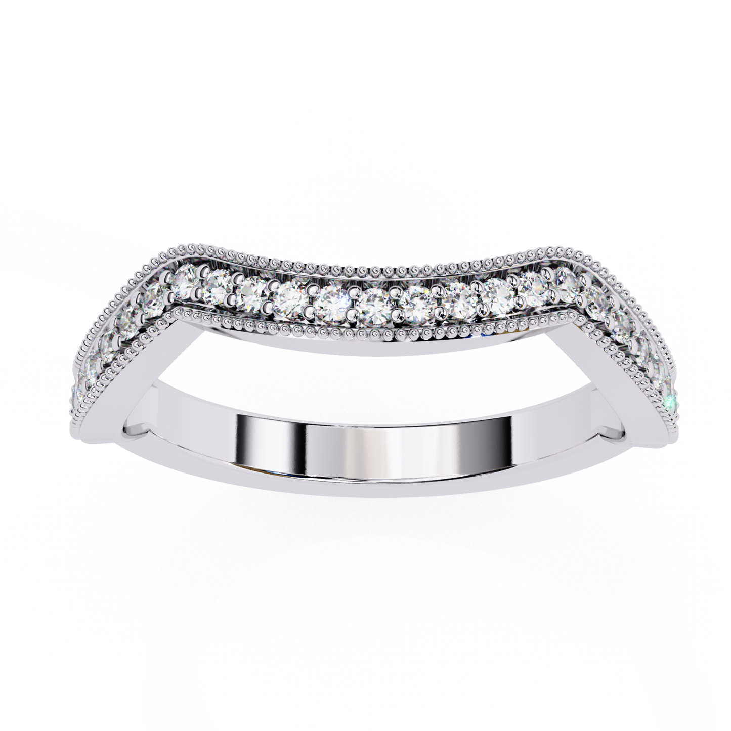 Wave diamond band in white gold With Diamond In Prong Setting 