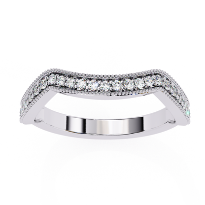 Wave diamond band in white gold With Diamond In Prong Setting 