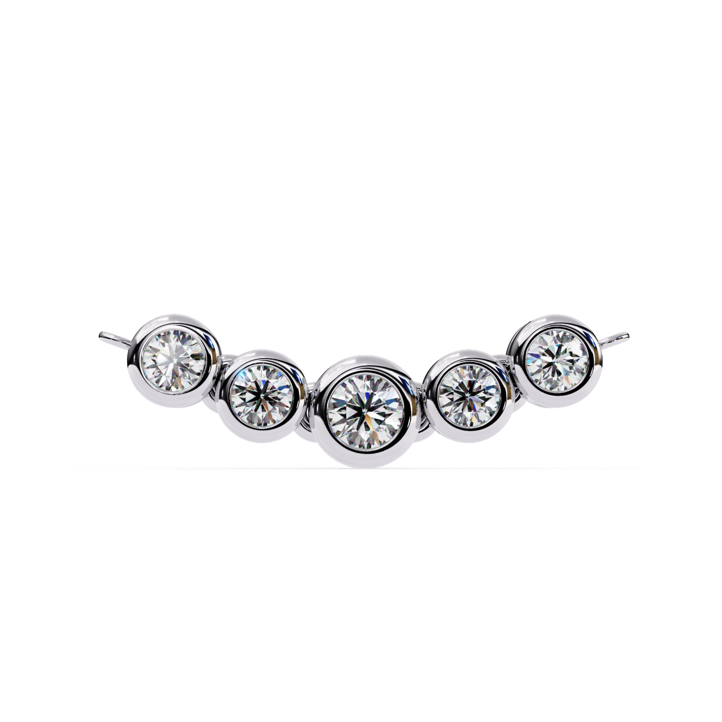 White gold bar with round bezel diamonds