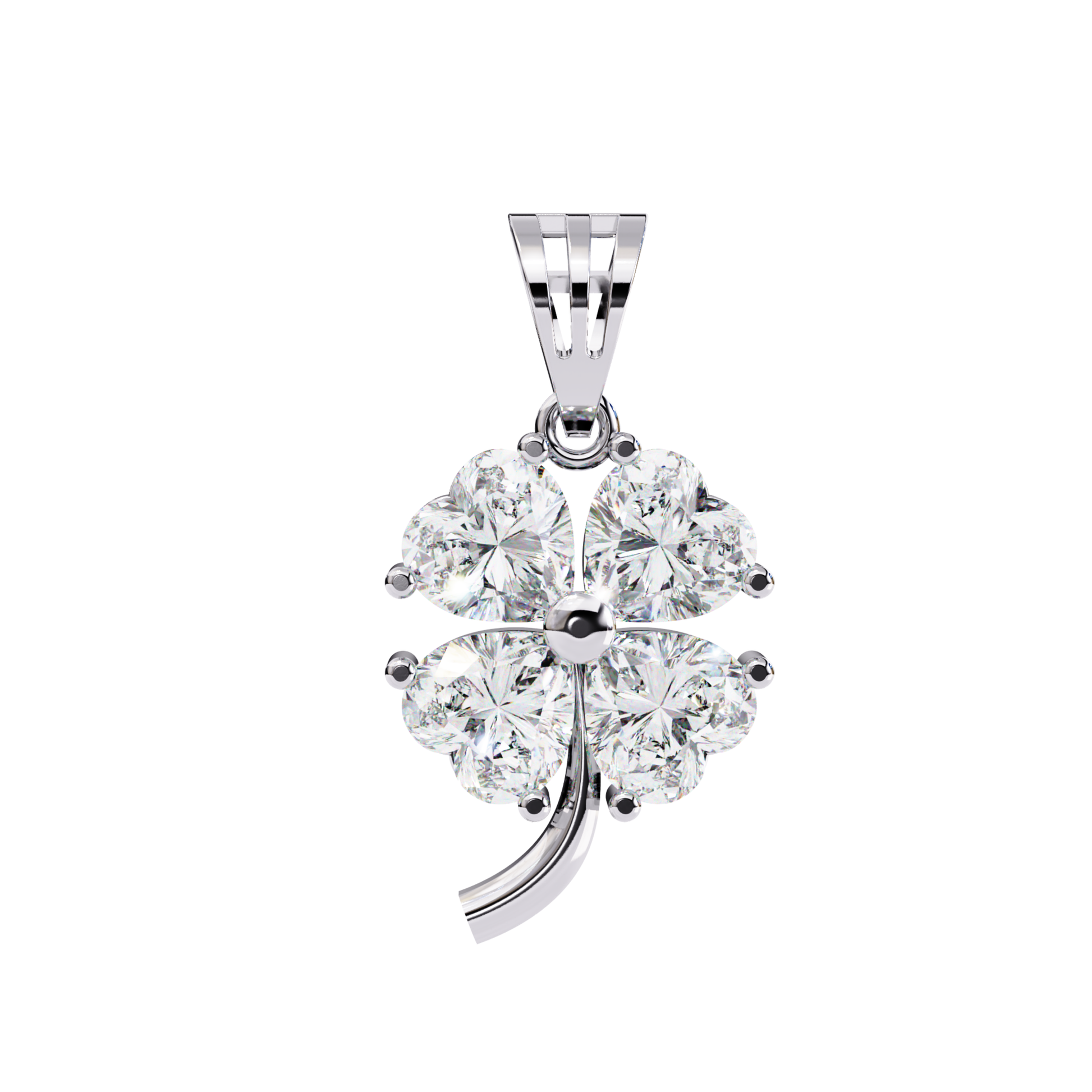 White gold flower pendant set with round diamonds