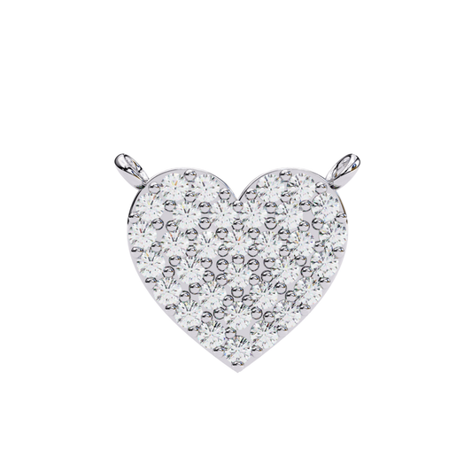 White gold heart pendant with round diamond setting front view