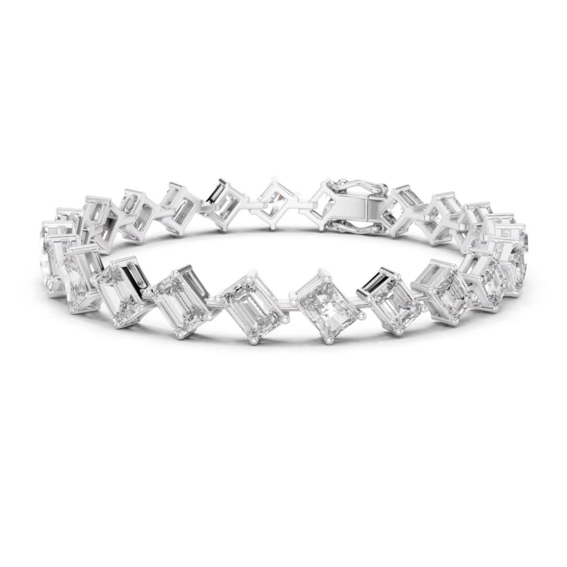 White gold angled emerald cut diamond tennis bracelet
East west emerald diamond bracelet in white gold
Luxury step cut diamond tennis bracelet for women
White gold bracelet with tilted emerald diamonds
Fine jewelry emerald cut diamond bracelet design
Modern geometric diamond tennis bracelet in white gold
Premium emerald cut diamond line bracelet
Designer white gold bracelet with step cut stones
Elegant tennis bracelet featuring emerald diamonds
Solid white gold angled emerald diamond bracelet