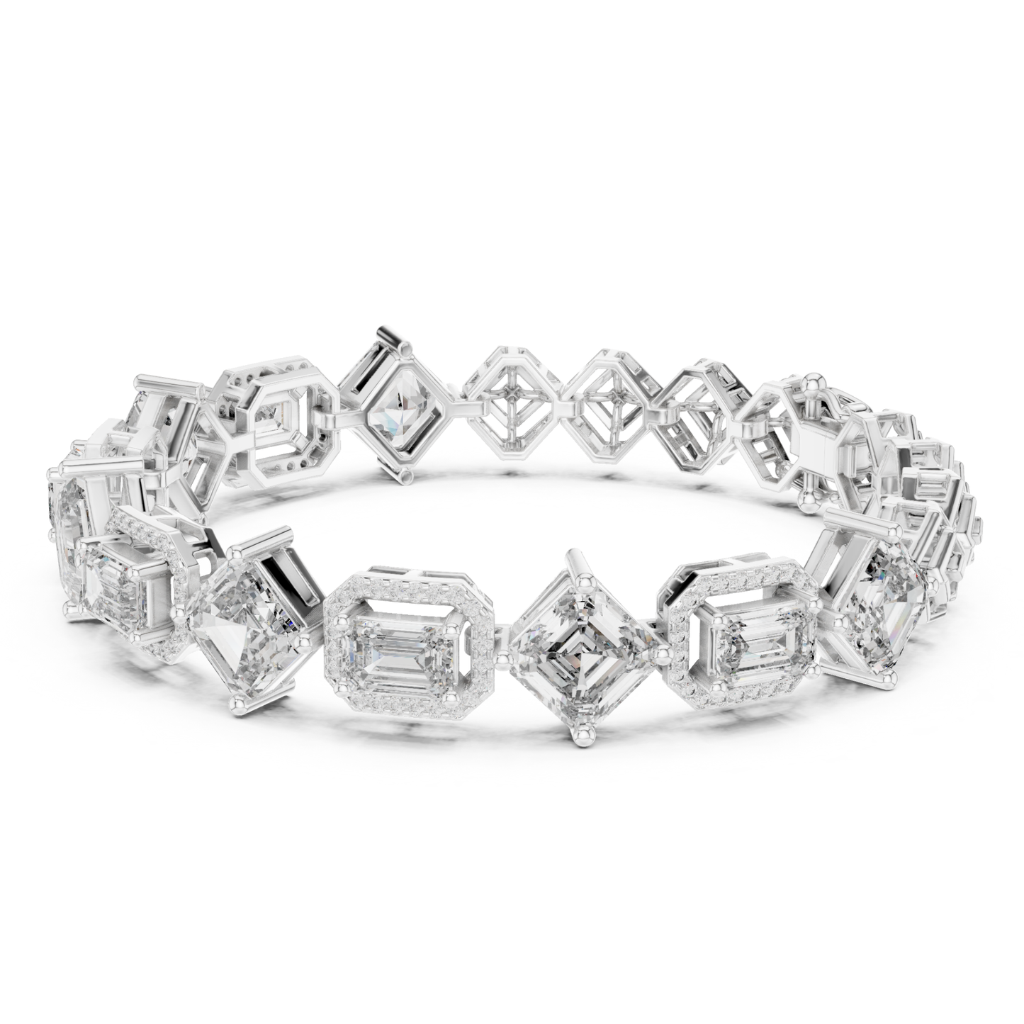 White gold Asscher and emerald cut halo diamond tennis bracelet
Luxury mixed shape diamond bracelet in white gold
Fancy cut diamond tennis bracelet with halo setting
White gold geometric diamond bracelet for women
Elegant Asscher cut diamond bracelet jewelry
Emerald cut halo diamond bracelet in white gold
Designer multi shape diamond tennis bracelet
Fine jewelry bracelet with fancy cut diamonds
Statement white gold diamond bracelet design
Premium halo diamond tennis bracelet in gold