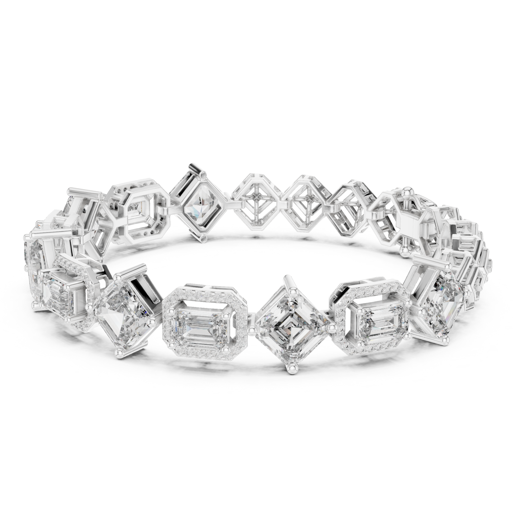 White gold Asscher and emerald cut halo diamond tennis bracelet
Luxury mixed shape diamond bracelet in white gold
Fancy cut diamond tennis bracelet with halo setting
White gold geometric diamond bracelet for women
Elegant Asscher cut diamond bracelet jewelry
Emerald cut halo diamond bracelet in white gold
Designer multi shape diamond tennis bracelet
Fine jewelry bracelet with fancy cut diamonds
Statement white gold diamond bracelet design
Premium halo diamond tennis bracelet in gold