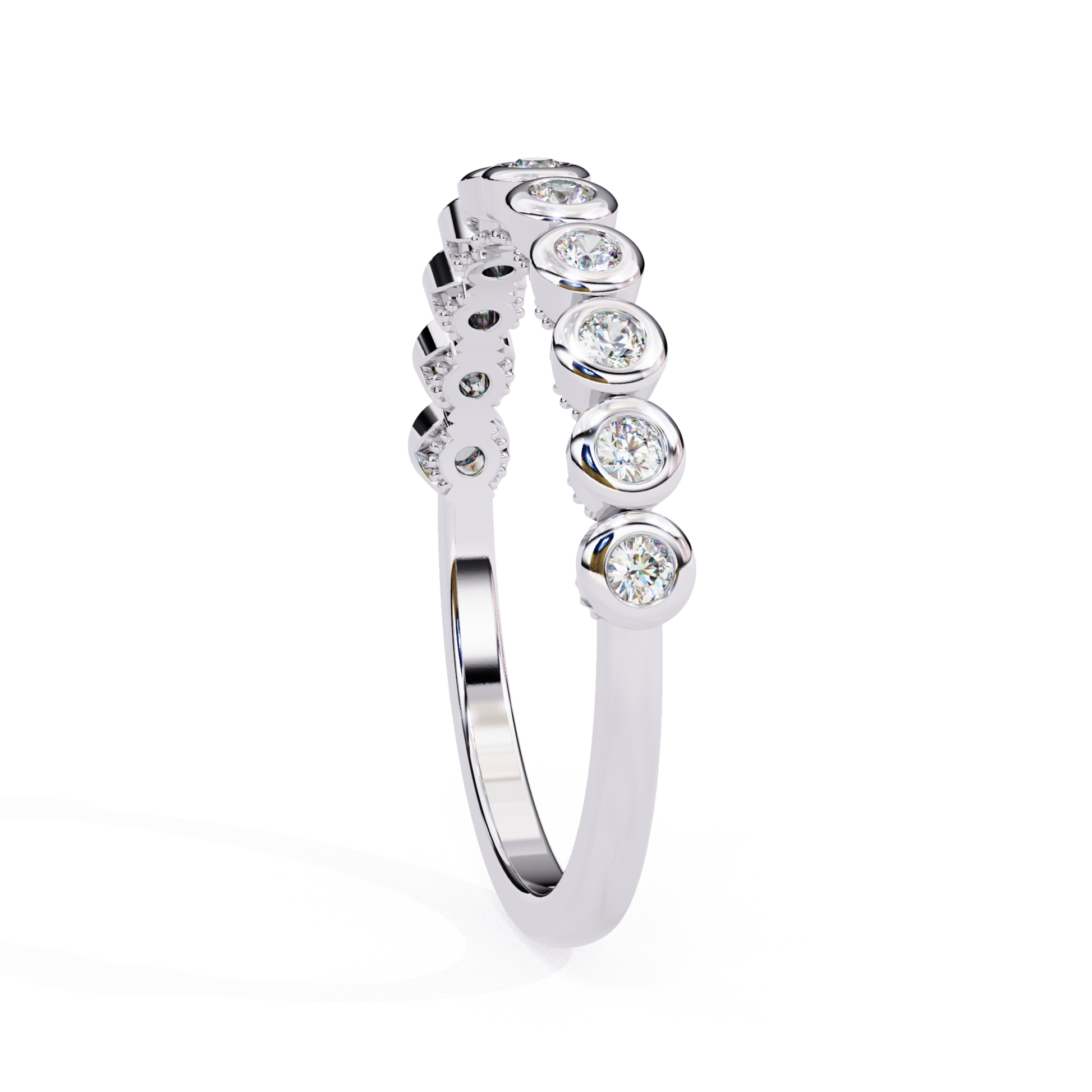 White gold bezel diamond band
Bezel set diamond band side angle
White gold diamond band profile
Round diamond bezel band view
White gold band with bezel diamonds
Bezel diamond band close view
White gold slim diamond band
Bezel style diamond band ring
White gold diamond band side
Bezel diamond ring band white gold