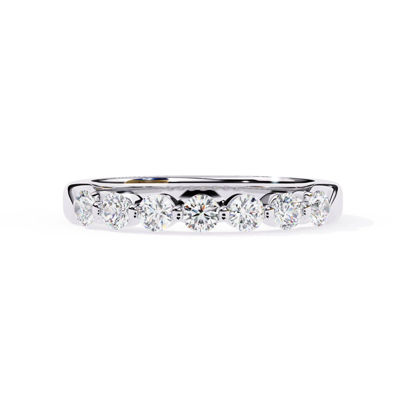 White gold diamond band front view
White gold ring with round diamonds
White gold diamond band straight view
White gold ring diamond row
White gold band diamond detail
White gold ring with aligned diamonds
White gold diamond ring front
White gold band clean diamond line
White gold ring round diamond setting
White gold diamond band close view