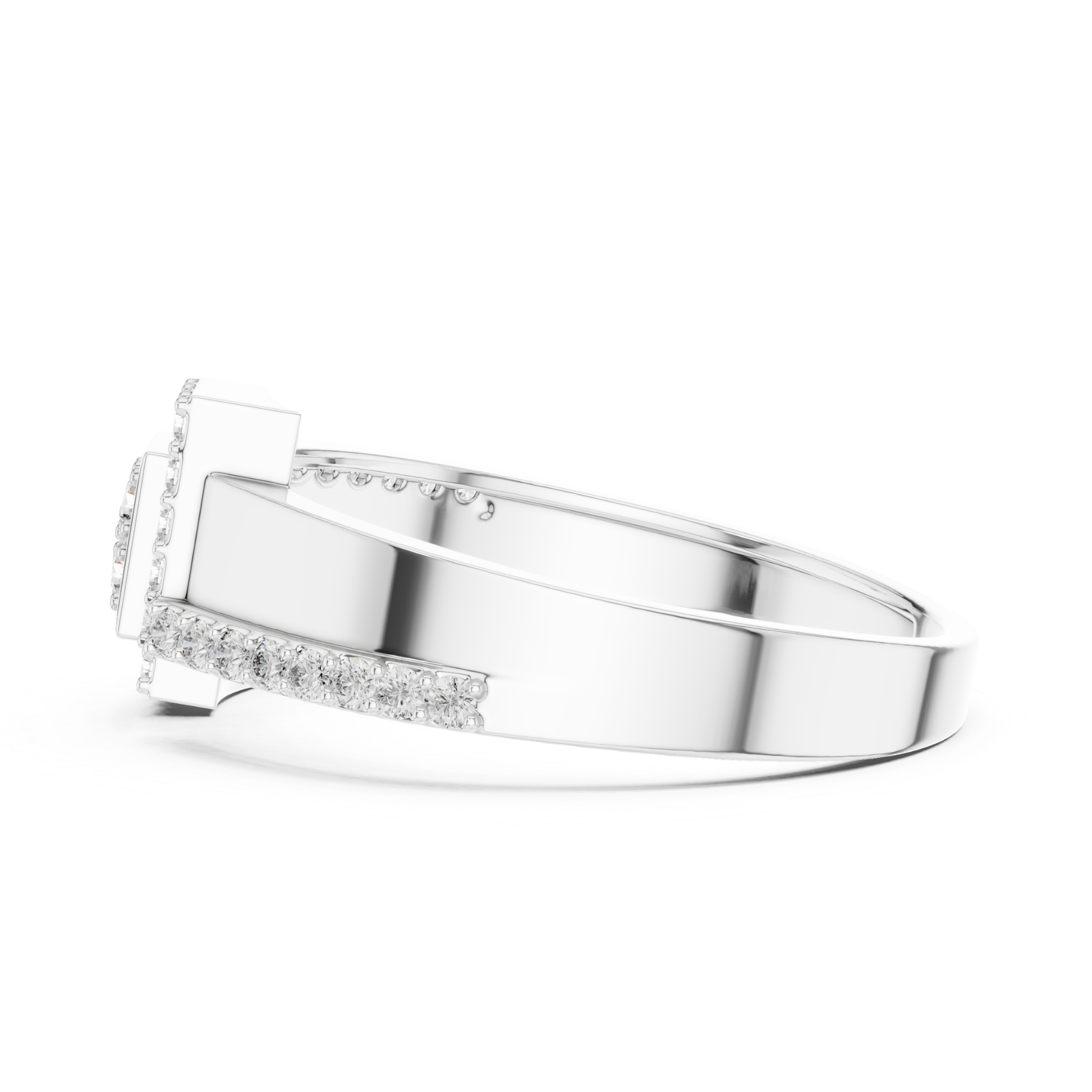 Side profile white gold geometric diamond band ring
Modern white gold pave diamond ring side view
White gold abstract diamond statement ring profile
Contemporary white gold layered diamond band design
White gold geometric open style diamond ring side
Side angle white gold round diamond fashion ring
Minimal white gold diamond geometric band profile
White gold polished band with pave diamonds side
Luxury white gold geometric diamond ring side angle
White gold contemporary diamond band ring profile