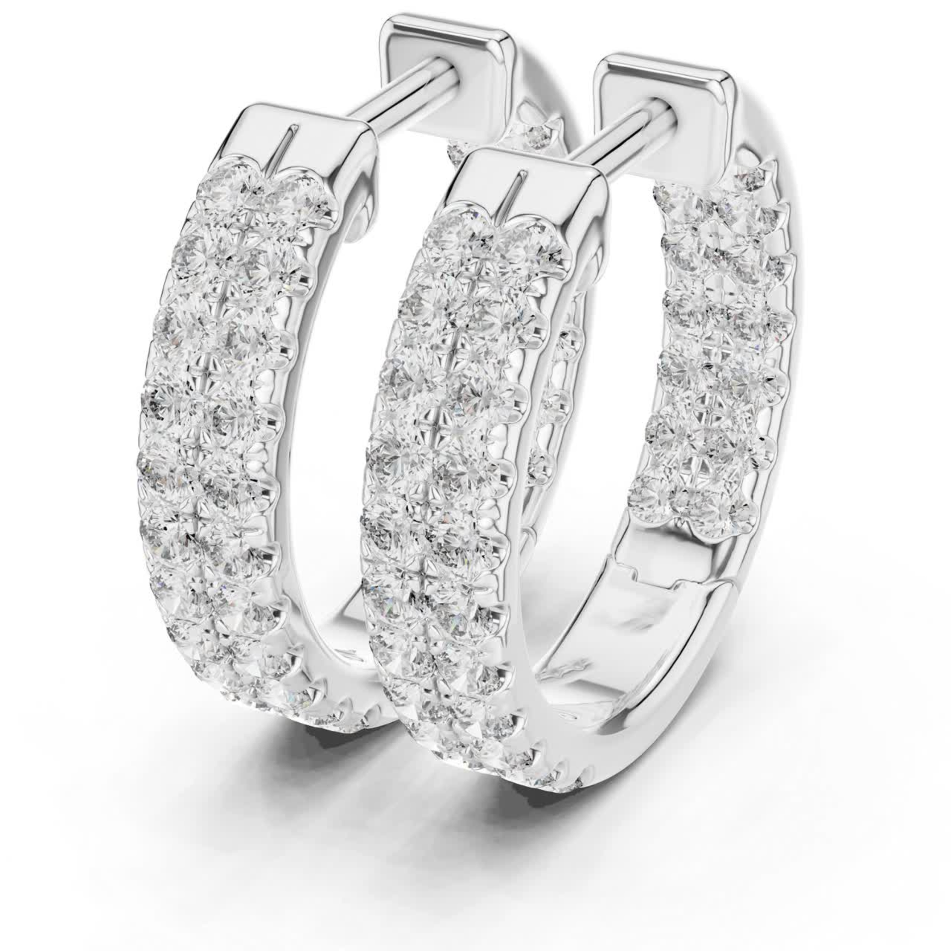 White gold diamond hoop earrings front angle view
Diamond hoop earrings in white gold close view
White gold pavé diamond hoop earrings angle view
Front angle white gold diamond hoop earrings
Round diamond hoop earrings white gold style
White gold hoop earrings with diamond rows
Diamond pavé hoop earrings front perspective view
White gold luxury diamond hoop earrings
Close angle view white gold diamond hoops
White gold diamond hoop earrings detailed view