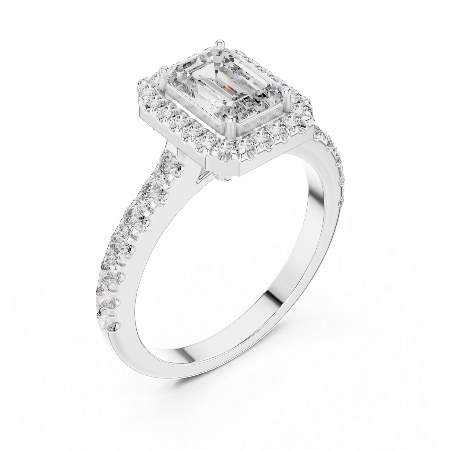 White gold emerald cut diamond halo ring angled view
Angled view of white gold emerald cut diamond ring
White gold emerald cut halo diamond ring
Emerald cut diamond halo ring in white gold
White gold halo ring with emerald cut diamond
Emerald cut engagement ring with white gold band
White gold emerald cut diamond ring with halo
Angled white gold rectangular cut diamond ring
White gold emerald cut diamond ring perspective
White gold emerald cut halo engagement ring