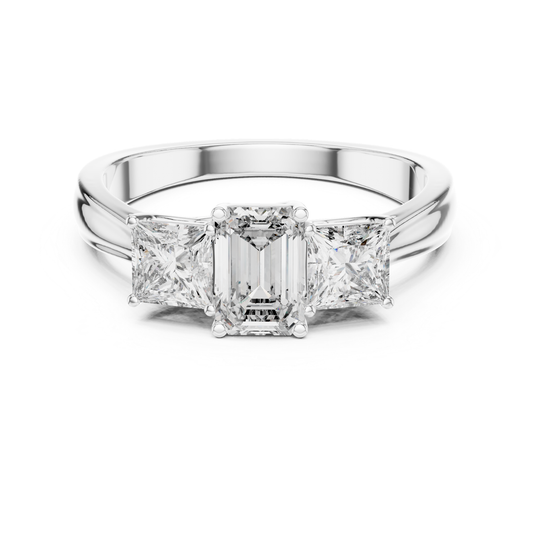 White gold emerald cut princess side diamond ring
Emerald cut diamond ring with princess side stones
White gold emerald center diamond ring design
Emerald cut diamond ring with square side stones
White gold three diamond engagement ring style
Polished emerald cut diamond ring white gold
Classic emerald cut ring with princess diamonds
Emerald center ring with side diamond accents
White gold emerald cut bridal diamond ring
Minimal emerald cut diamond ring with side stones