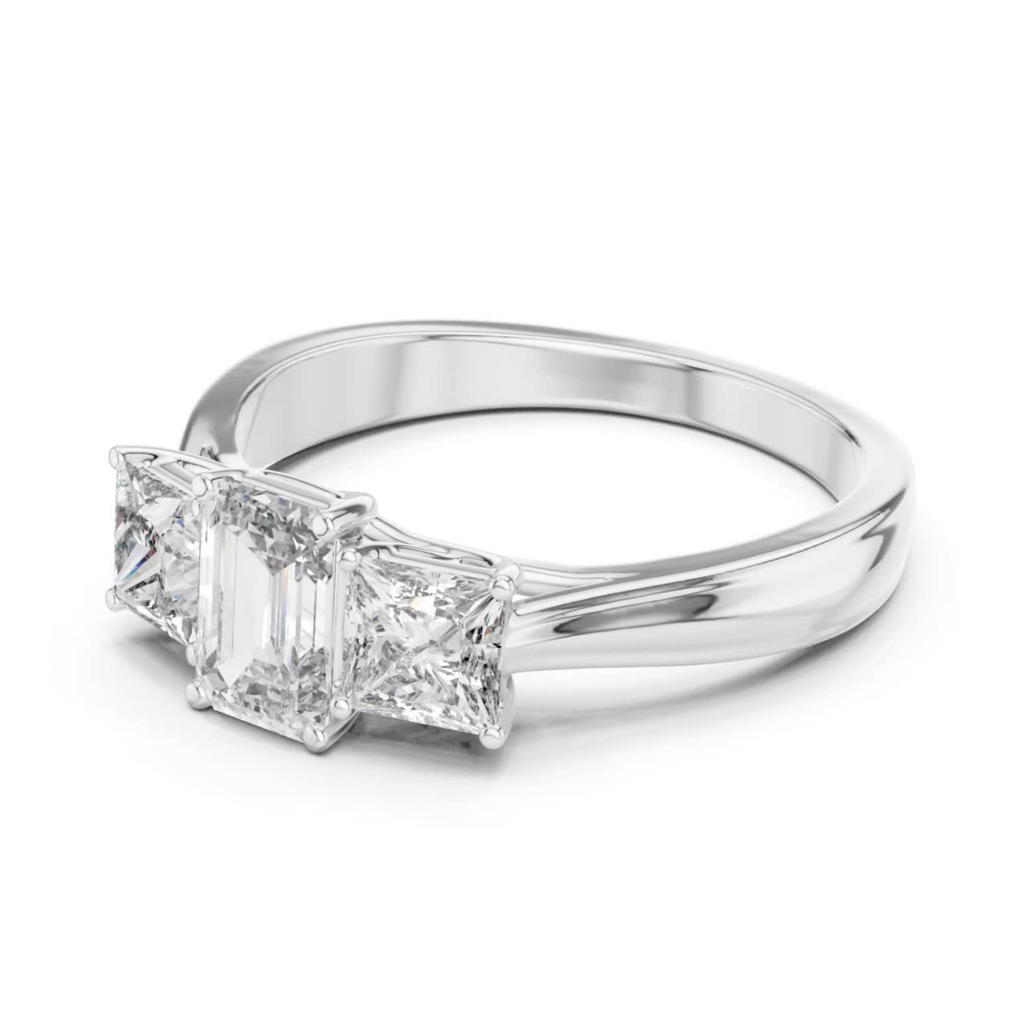 White gold emerald cut princess side diamond ring
Angled emerald cut princess side diamond ring
White gold emerald center diamond ring style
Emerald cut ring with princess side diamonds
White gold three stone diamond ring angle
Polished emerald cut diamond ring white gold
Classic emerald cut princess diamond ring
Emerald center ring with princess side stones
White gold emerald cut bridal diamond ring
Minimal emerald cut three stone diamond ring