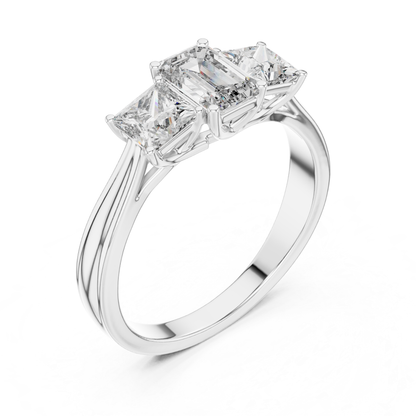 White gold emerald cut three diamond ring angle
Angled emerald cut three diamond gold ring
White gold emerald center diamond ring profile
Emerald cut ring with princess side diamonds
White gold three diamond ring angled view
Polished emerald cut three diamond gold ring
Triple shoulder emerald cut diamond ring
Emerald center ring with square side diamonds
White gold angled three diamond ring style
Classic emerald cut three diamond gold ring