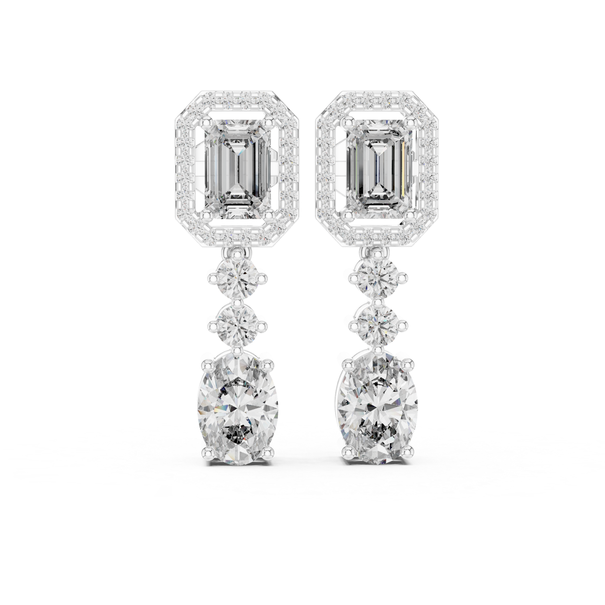Emerald halo and oval diamond drop earrings in white gold
White gold emerald cut halo diamond dangle earrings
Oval diamond drop earrings with emerald halo top
Luxury white gold diamond statement earrings
Emerald and oval cut diamond drop earrings for women
White gold geometric diamond dangle earrings
Oval lab diamond drop earrings with halo design
Elegant white gold diamond drop earrings
Emerald cut top and oval bottom diamond earrings
White gold multi stone diamond dangle earrings
