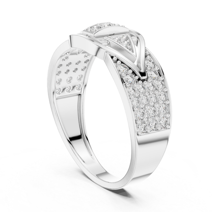 Perspective view white gold geometric diamond ring
White gold round diamond ring angled design
White gold statement diamond ring perspective view
Geometric white gold ring with round diamonds
Modern white gold diamond band angled profile
Round diamond white gold luxury fashion ring
White gold architectural style diamond ring
White gold designer ring with diamond accents
Wide band white gold cluster diamond ring
Angled white gold geometric diamond ring view