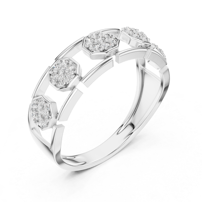 White gold hexagon diamond station ring
Modern white gold geometric diamond link ring
White gold open gallery diamond band ring
Round diamond white gold hexagon motif ring
White gold connected station diamond ring
Contemporary white gold cluster diamond band
White gold architectural diamond fashion ring
Elegant white gold open link band ring
White gold designer hexagon diamond ring
Round diamond white gold geometric station ring