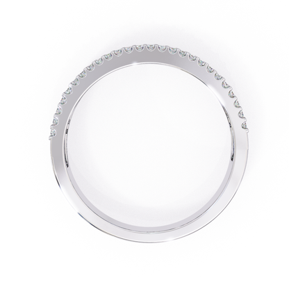 White gold micro diamond band top view
Thin white gold ring with small diamonds
Top view white gold diamond band
White gold slim band diamond detail
Minimal white gold diamond ring
White gold fine band with diamond row
Top angle white gold micro diamond ring
White gold narrow band diamond setting
White gold ring with tiny diamonds
Simple white gold diamond band