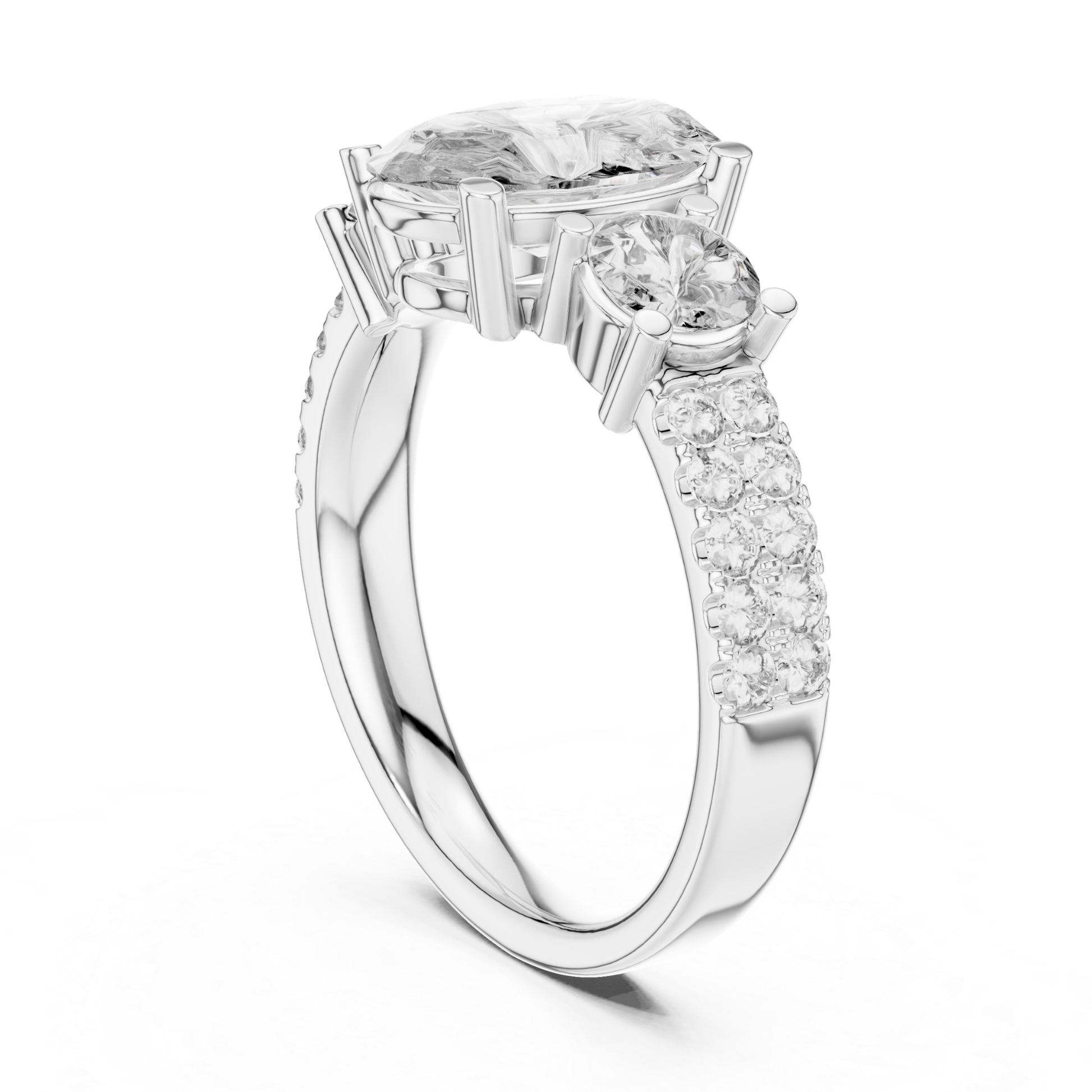 Back angle oval diamond engagement ring in white gold
White gold oval diamond ring with pave side band
Oval cut diamond back view ring with side stones
White gold three stone diamond bridal ring angle view
Oval lab diamond ring with diamond accent shank
White gold oval diamond ring with elevated setting
Elegant back profile oval diamond engagement ring
Oval center stone ring in polished white gold
White gold oval diamond ring with side pave details
Luxury oval diamond ring back angle profile in white gold