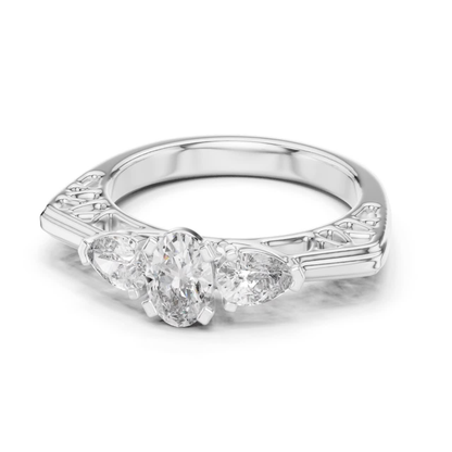 White gold oval cut diamond ring front view
Three stone pear side diamond ring white gold
Oval center diamond ring with pear sides white gold
Front angle white gold three stone diamond ring
White gold engagement ring oval cut center stone
Pear side diamond ring white gold setting
Oval cut diamond ring white gold close view
White gold ring with three stone design
Side view oval cut diamond ring white gold
Minimal three stone diamond ring white gold