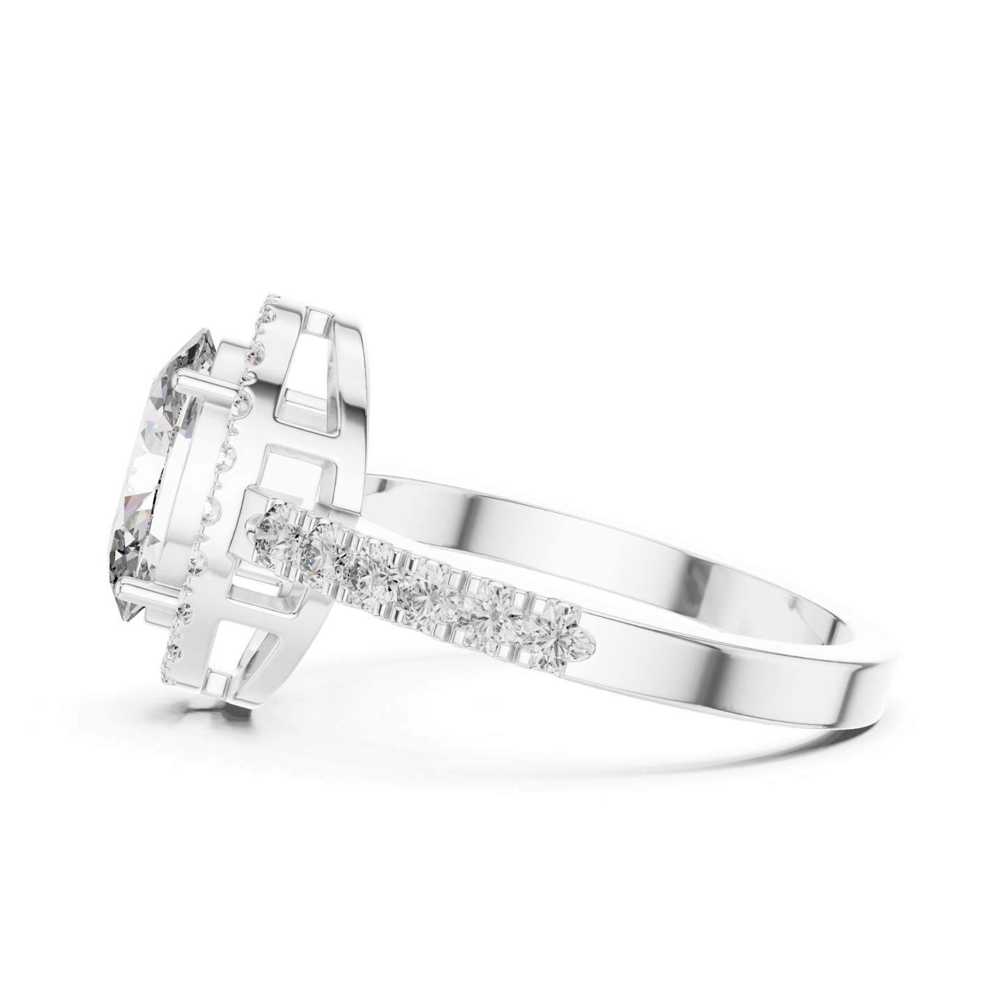 White gold oval halo diamond ring side view
Side view of oval halo diamond ring
White gold oval halo ring profile
Oval diamond halo ring with gallery setting
White gold oval halo ring with pavé band
Lab grown oval halo diamond ring
White gold ring with oval center diamond
Side profile of oval halo engagement ring
White gold polished oval halo ring
Oval halo diamond ring with accent band