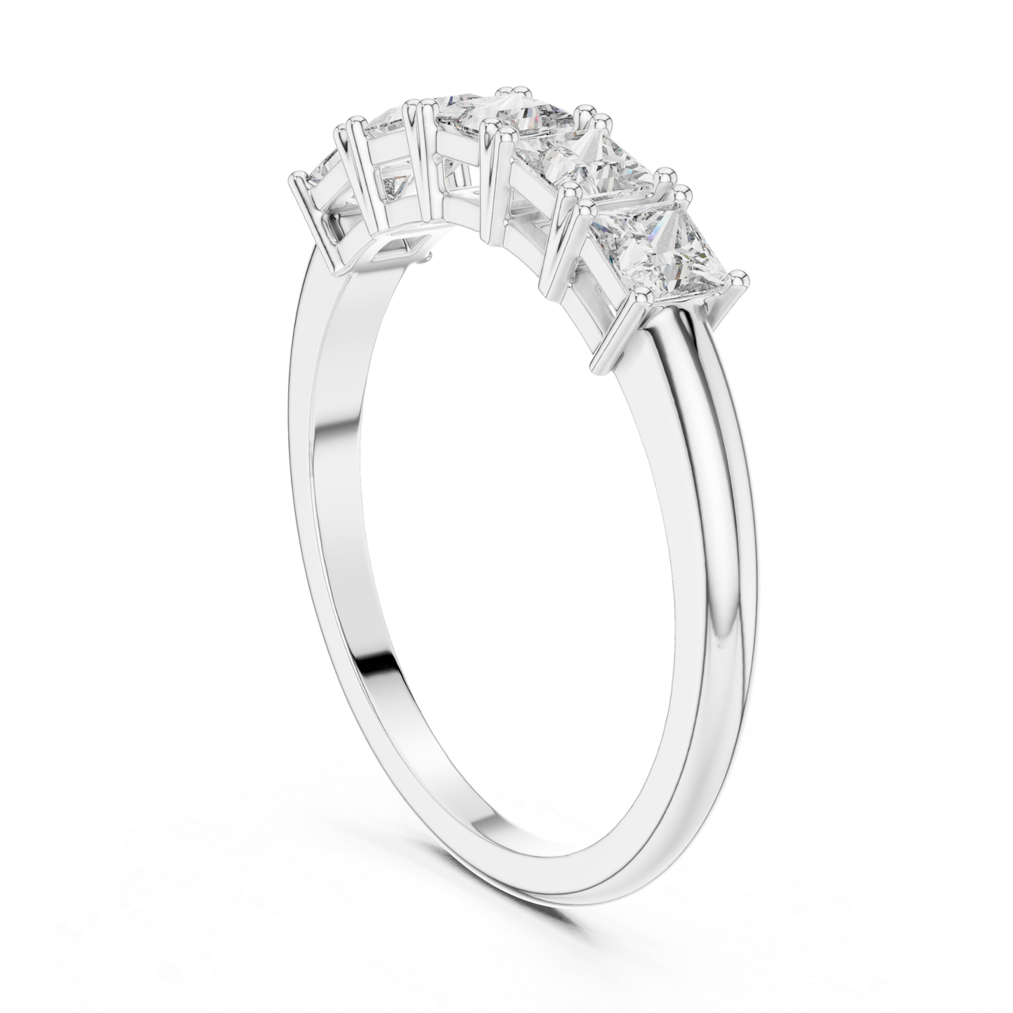 Back view white gold princess diamond ring
White gold princess cut ring rear view
Back side five stone diamond ring
Princess diamond band back profile
White gold diamond ring back angle
Rear gallery princess cut diamond ring
White gold five stone ring back detail
Princess diamond setting rear view ring
Back profile white gold diamond band
Princess cut diamond ring back design