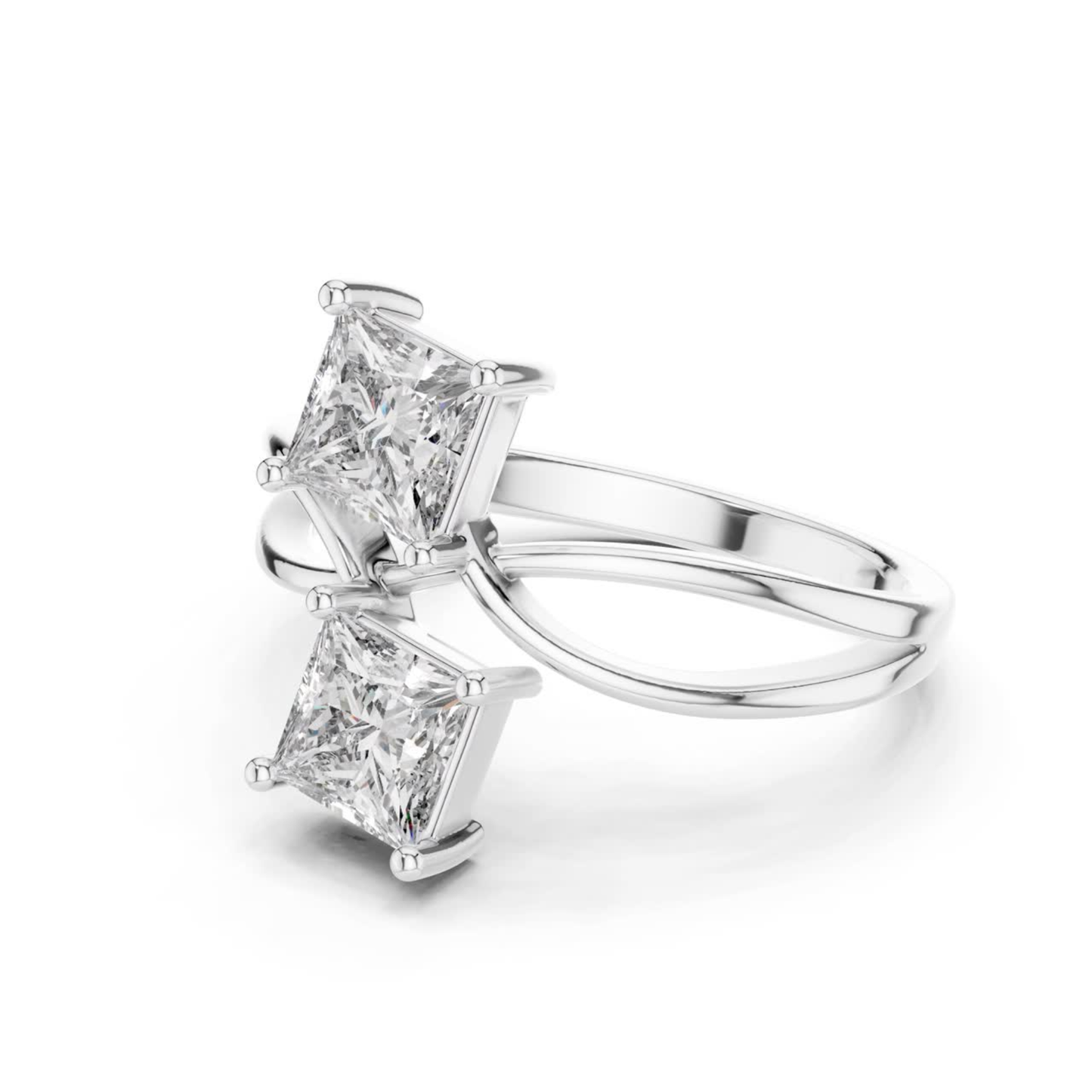 Side view princess cut diamond bypass ring in white gold
White gold bypass ring with princess diamonds
Double princess cut diamond ring side profile
White gold crossover ring with princess diamonds
Modern princess diamond bypass ring in white gold
White gold split bypass ring with diamonds
Elegant white gold princess diamond ring
Open bypass diamond ring in white gold
Minimal white gold crossover diamond ring
White gold double princess diamond ring