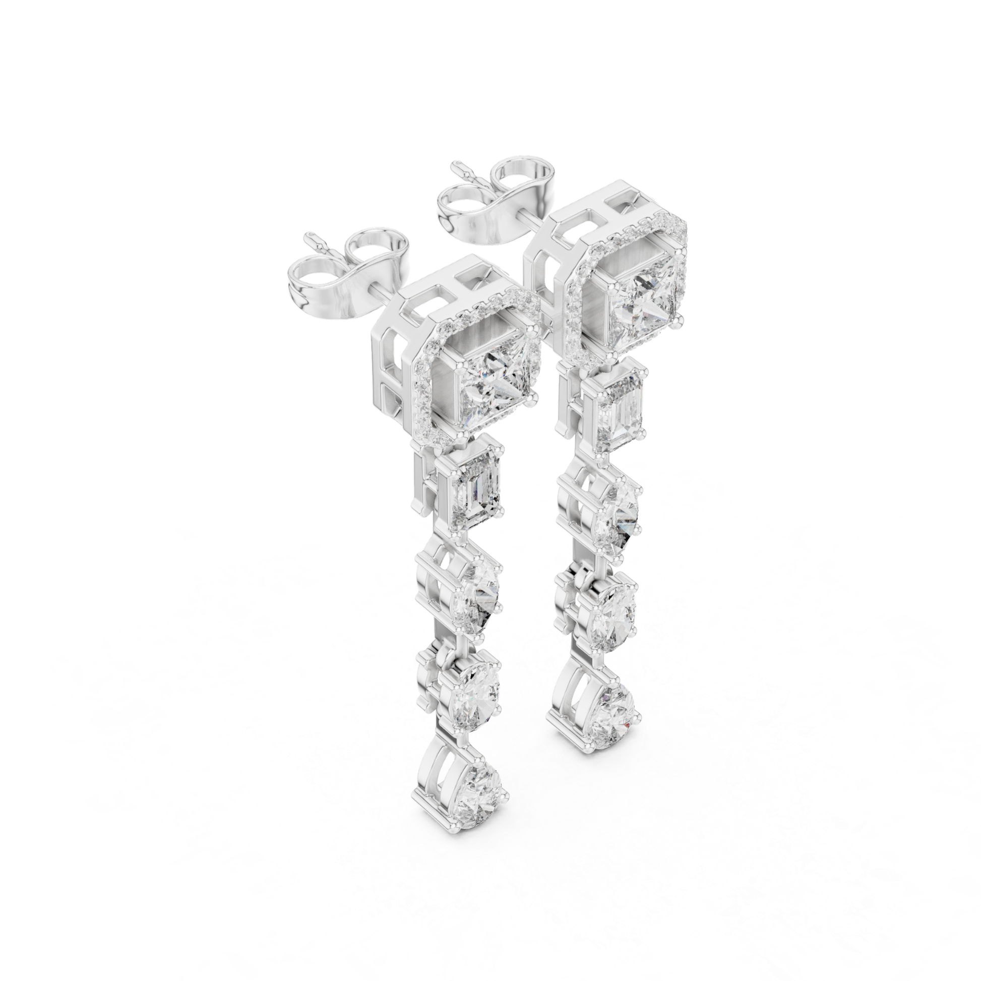 White gold princess cut diamond drop earrings
Side view white gold diamond dangle earrings
Halo diamond drop earrings in white gold
White gold linear diamond earrings side angle
Mixed cut diamond drop earrings for women
Elegant white gold statement diamond earrings
Princess halo diamond earrings side profile
Luxury white gold diamond dangle earrings
Geometric diamond drop earrings in white gold
White gold multi shape diamond earrings
