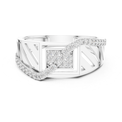 White gold Roman style diamond ring front view
Round diamond white gold statement band ring
White gold geometric diamond fashion ring
Roman numeral inspired white gold diamond ring
Wide band white gold ring with diamonds
White gold luxury round diamond ring design
Modern white gold architectural diamond ring
White gold designer ring with round diamonds
Geometric white gold diamond band front profile
White gold contemporary diamond statement ring