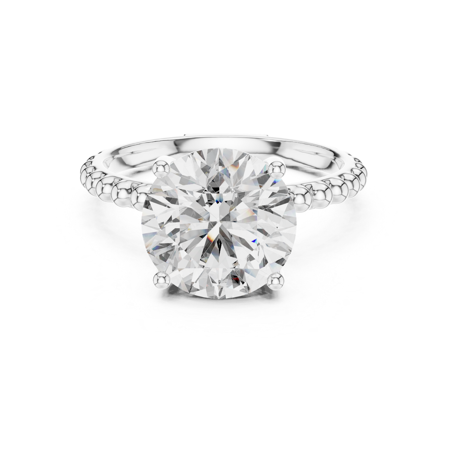 White gold round cut diamond beaded band ring
White gold solitaire ring with beaded shank
Round diamond ring with polished beaded band
Four prong round diamond white gold ring
White gold engagement ring with beaded detail
Classic round diamond ring in white gold
Beaded shank round solitaire diamond ring
Minimal white gold round diamond ring
Fine white gold ring with round diamond
Round brilliant diamond white gold ring