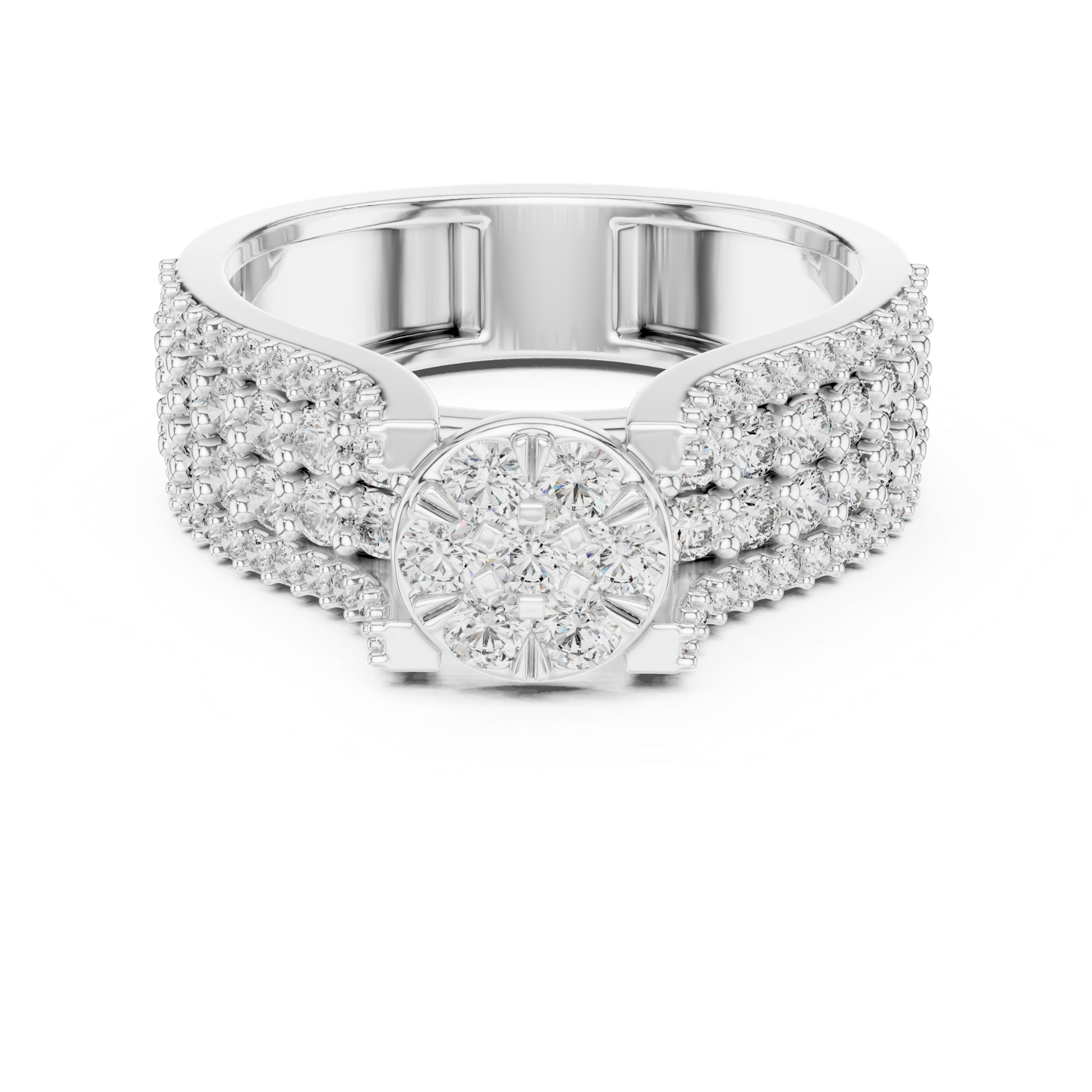 Round diamond cluster ring in white gold
White gold diamond cluster engagement ring
Floral diamond ring with pave band in white gold
Round diamond flower cluster ring front view
White gold ring with round diamond cluster center
Multi diamond cluster ring with wide pave band
White gold floral diamond statement ring
Pave diamond band with round cluster center
Classic round diamond cluster ring in white gold
White gold diamond flower ring with pave details