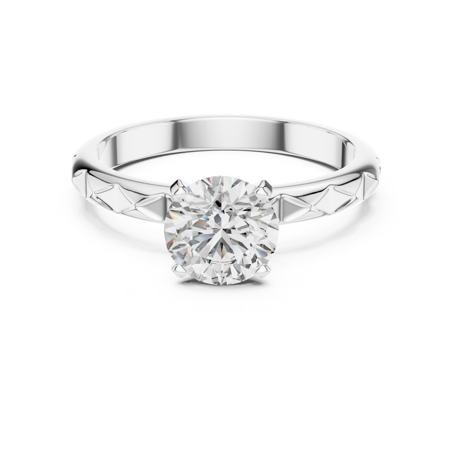 White gold round cut textured solitaire diamond ring
White gold engraved band round diamond ring design
Polished white gold round solitaire diamond ring
White gold four prong round diamond ring setting
White gold textured band solitaire diamond ring
Classic white gold round diamond engagement ring
Elegant white gold textured diamond band ring
White gold polished round diamond solitaire ring
Fine white gold engraved solitaire diamond ring
White gold round diamond textured band ring