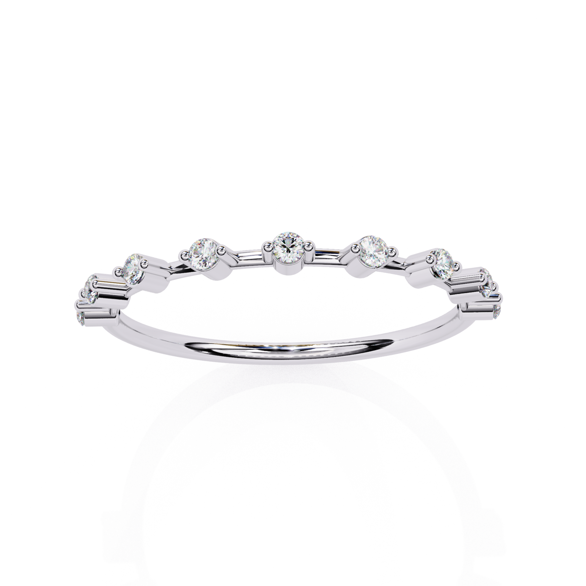 White gold band with round diamond accents
Round diamond accent band in white gold
White gold slim ring with round diamonds
Front view white gold round diamond band
White gold band showing round diamond detail
Round diamond set white gold accent band
White gold ring with spaced round diamonds
White gold round diamond band profile
White gold band with round diamond line
White gold round diamond open style band
