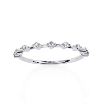 White gold band with round diamond accents
Round diamond accent band in white gold
White gold slim ring with round diamonds
Front view white gold round diamond band
White gold band showing round diamond detail
Round diamond set white gold accent band
White gold ring with spaced round diamonds
White gold round diamond band profile
White gold band with round diamond line
White gold round diamond open style band