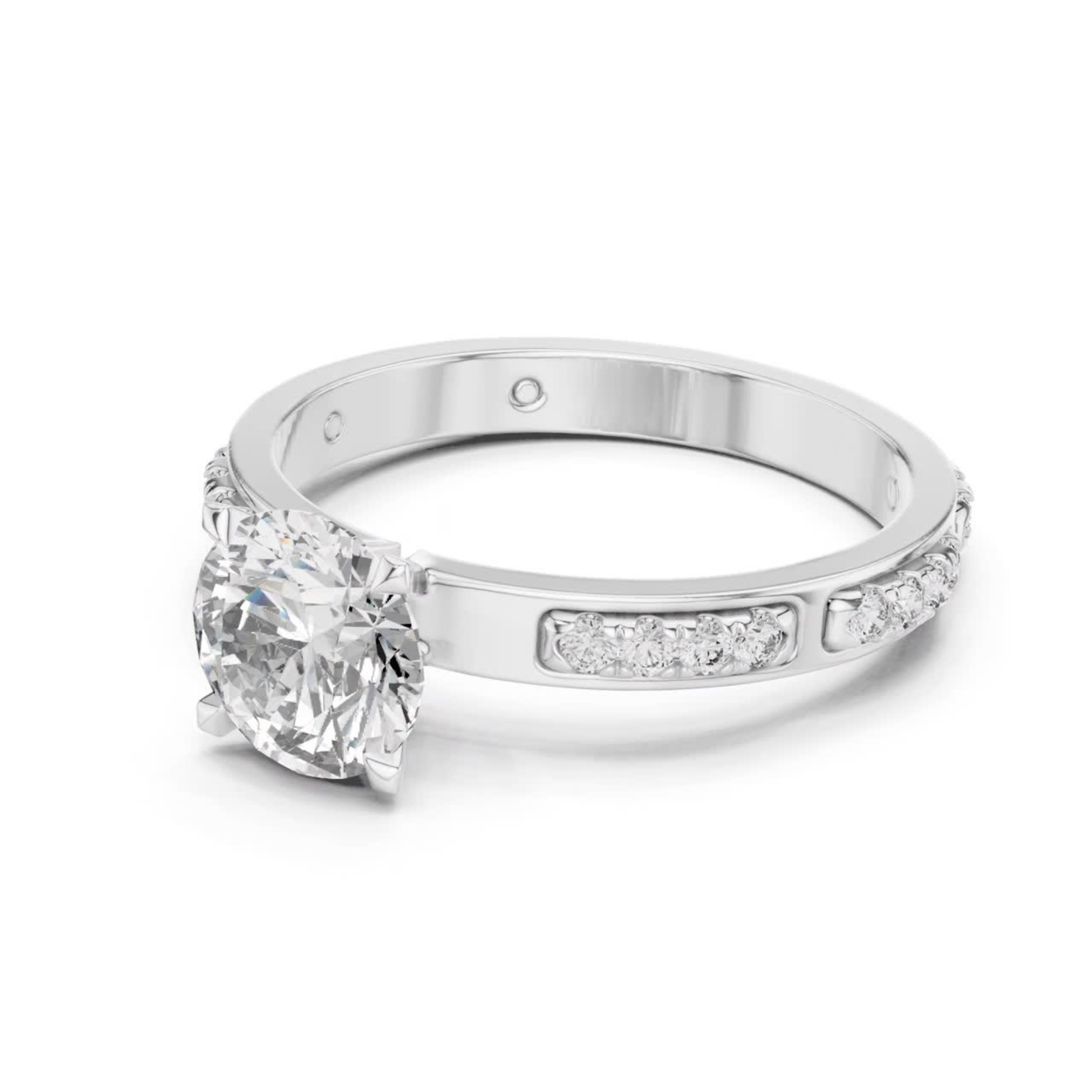 White Gold Round Diamond Accent Solitaire Ring Side Angle
Round Brilliant Diamond Ring with Accent Stones White Gold
White Gold Four Prong Diamond Ring Design
Classic Solitaire Diamond Ring with Side Accents
White Gold Fine Jewelry Diamond Ring Style
Elegant Round Diamond Proposal Ring in White Gold
White Gold Luxury Solitaire Ring with Diamonds
Round Cut Diamond Ring with Accent Details
White Gold Timeless Diamond Ring Design
Premium Round Diamond Engagement Ring White Gold