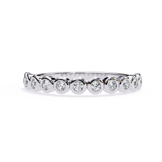 White gold band with round bezel diamonds
Round diamond bezel set white gold ring
White gold ring with round diamond settings
Slim white gold diamond band
Bezel set round diamond white gold band
White gold ring with small round diamonds
Diamond bezel style white gold band
White gold band ring with round diamond detail
Plain white gold diamond band
Round diamond bezel band ring in white gold