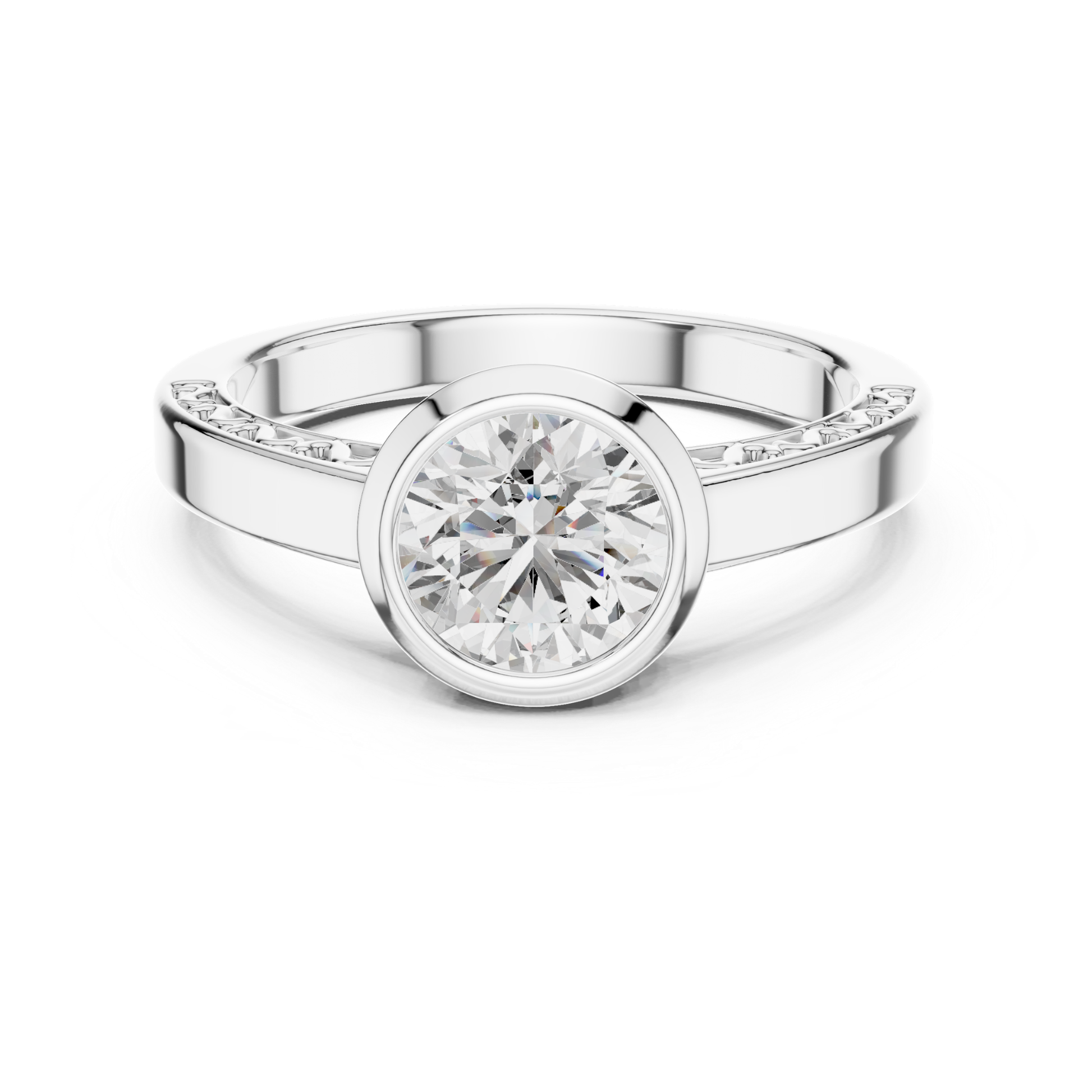 White gold round diamond bezel solitaire ring design
White gold round diamond bezel ring front view
Round diamond bezel solitaire ring in white gold
Polished white gold bezel diamond ring design
Round brilliant bezel set diamond white gold
White gold round bezel solitaire diamond ring
Front view round diamond bezel setting ring
White gold bezel set round diamond ring style
Minimal round diamond bezel white gold ring
White gold round bezel diamond ring front profile