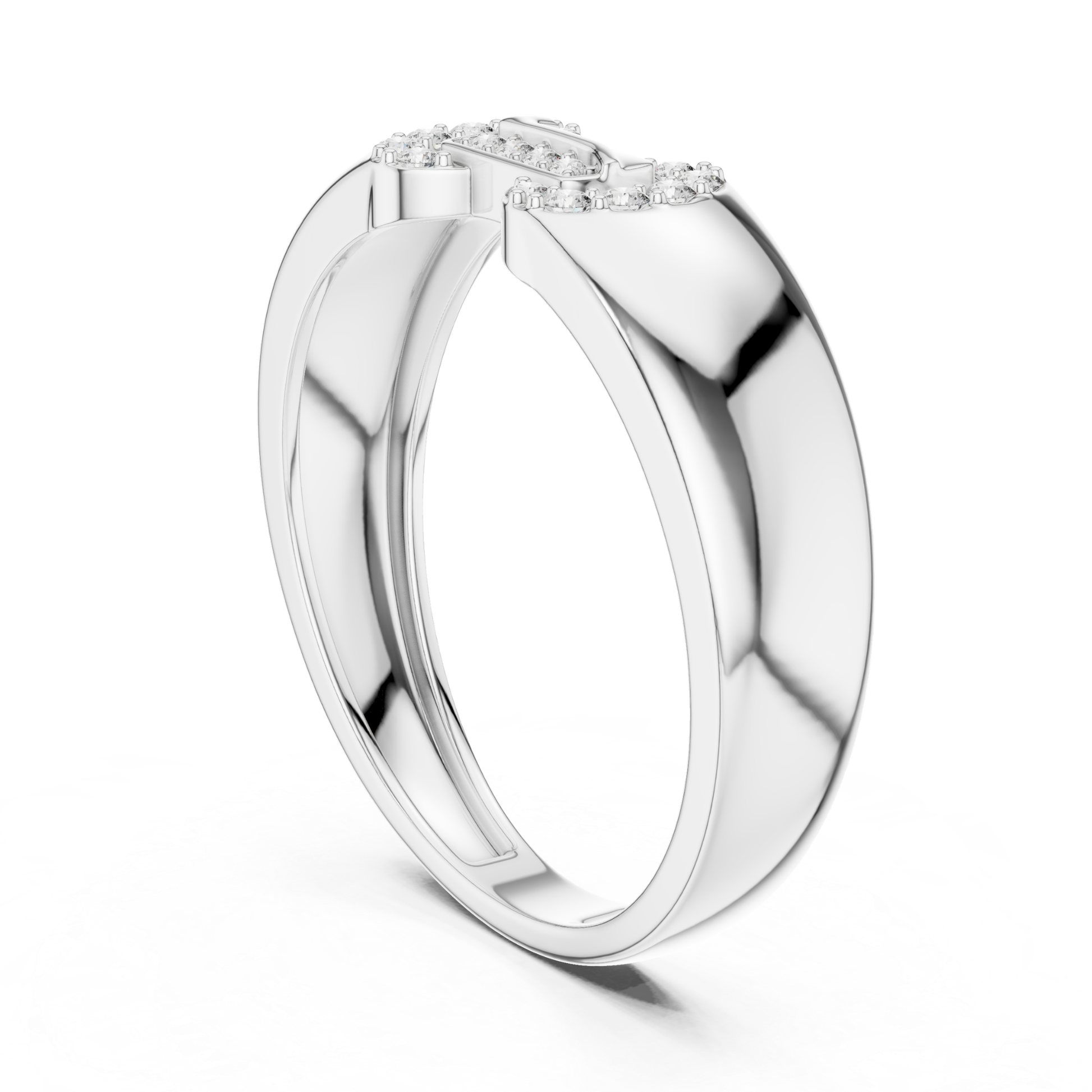 Rear angle white gold round diamond buckle ring
White gold round diamond buckle band back view
Side rear white gold diamond statement ring
Modern white gold buckle style diamond ring angle
Polished white gold round diamond fashion band ring
Luxury white gold geometric buckle diamond ring
Sleek white gold wide band diamond ring design
Contemporary white gold round diamond buckle ring
Elegant white gold designer diamond band ring
White gold round diamond buckle ring side angle