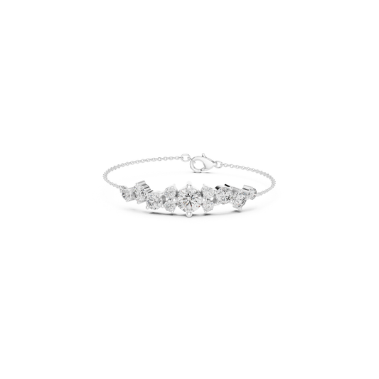 White gold round diamond cluster chain bracelet
Multi stone diamond bracelet in white gold
White gold bracelet with round diamond centerpiece
Cluster diamond bracelet with fine chain links
Round brilliant diamond chain bracelet design
White gold diamond station chain bracelet
Diamond cluster link bracelet with lobster clasp
White gold bracelet featuring graduated diamonds
Round diamond focal bracelet in white gold
Delicate white gold diamond chain bracelet