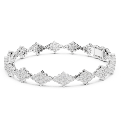 White gold round diamond cluster tennis bracelet rear view
Back view of round diamond cluster bracelet
White gold bracelet showing cluster gallery design
Rear profile of round diamond tennis bracelet
White gold diamond bracelet with open gallery links
Back side of round diamond cluster bracelet
White gold bracelet with detailed link pattern
Round diamond cluster bracelet rear angle view
White gold tennis bracelet showing clasp detail
Round diamond bracelet with decorative gallery work