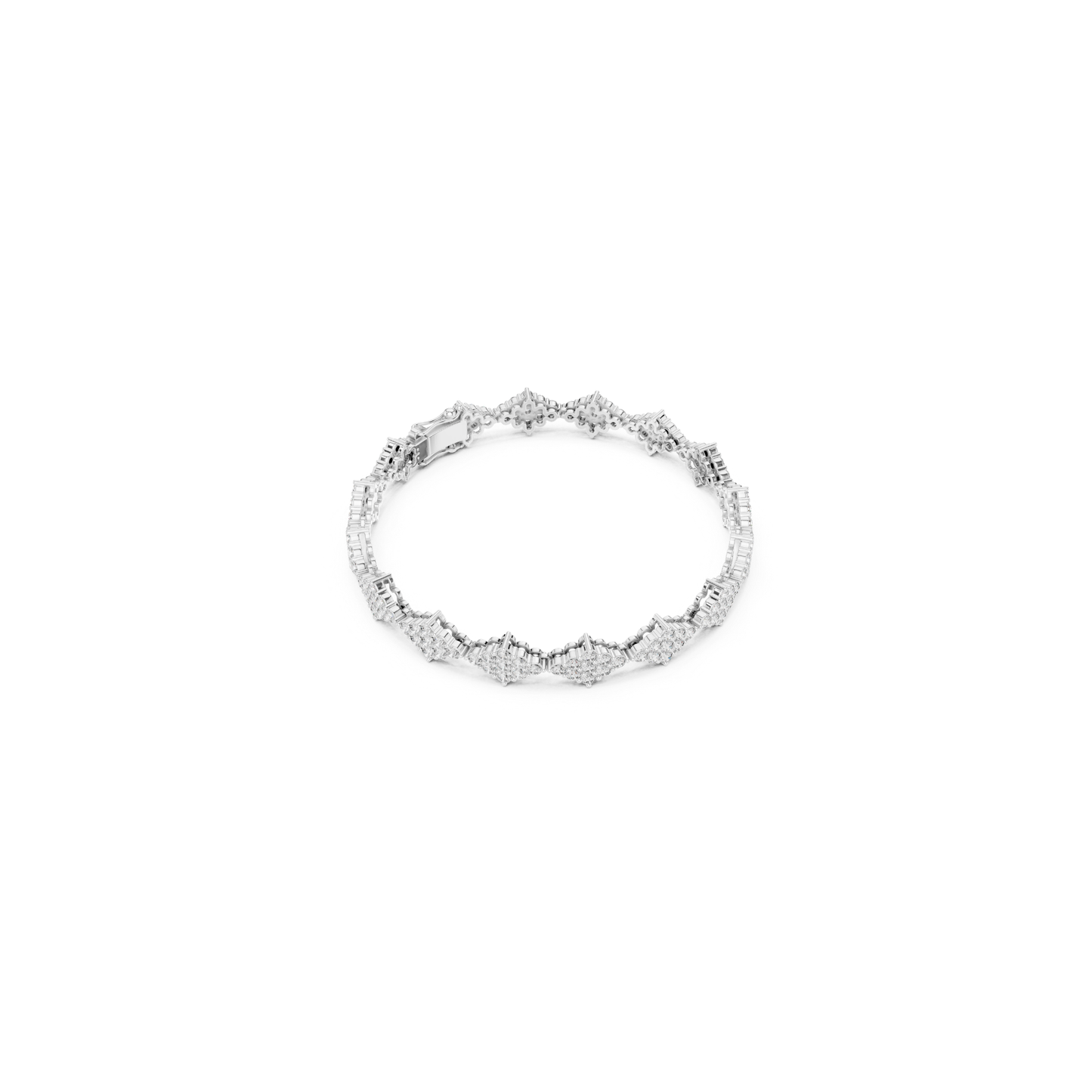White gold round diamond cluster tennis bracelet top view
Top view of round diamond cluster bracelet
White gold bracelet with round diamond clusters
Round diamond tennis bracelet from above
White gold diamond bracelet with cluster links
Complete top view of diamond cluster bracelet
Round diamond link bracelet in white gold
White gold bracelet featuring floral diamond clusters
Round diamond cluster tennis bracelet on white background
White gold diamond bracelet with repeating clusters