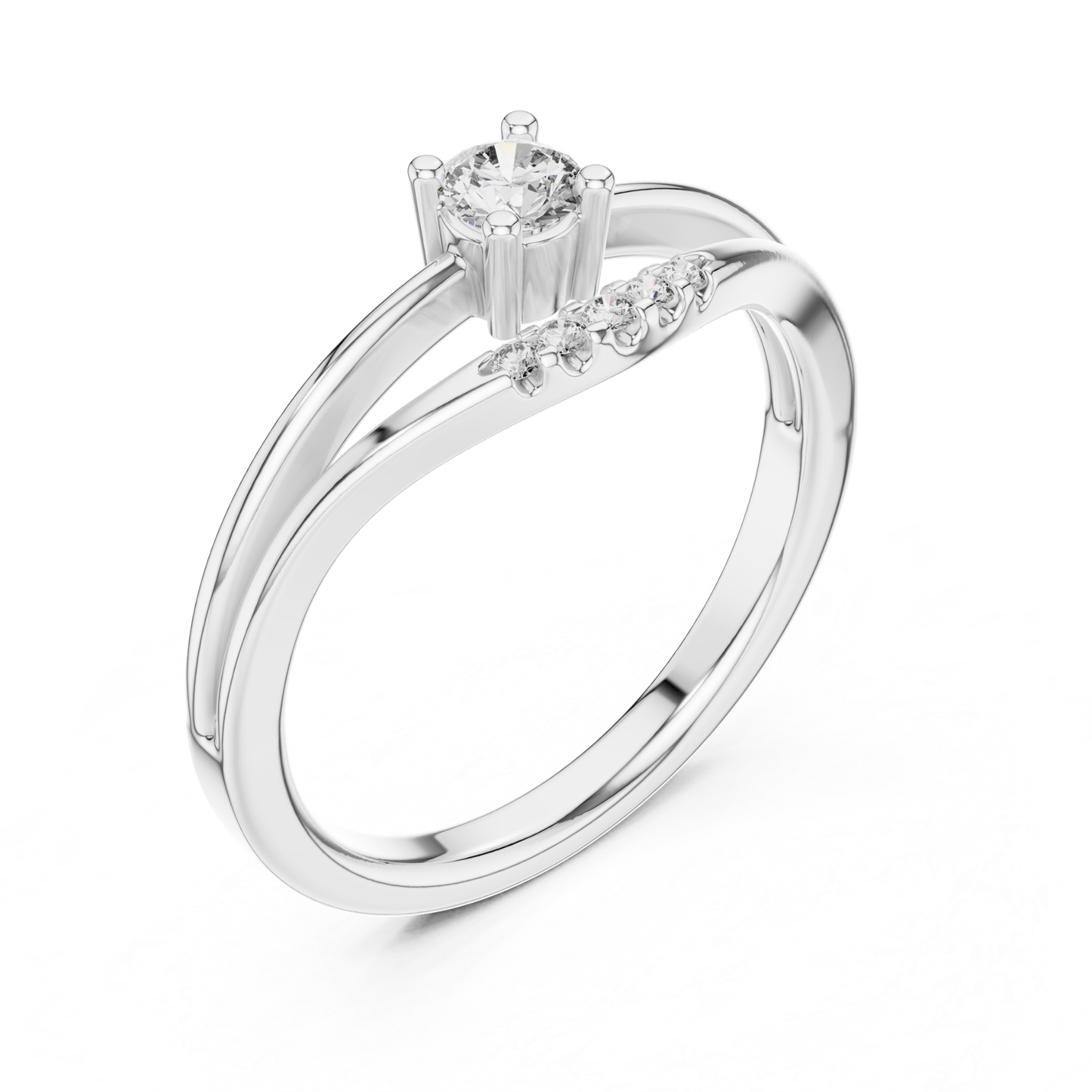 White gold round diamond crossover ring
Minimal crossover diamond ring in white gold
Round solitaire crossover ring design
White gold ring with curved split band
Modern round diamond crossover ring
White gold engagement ring with side diamonds
Elegant crossover band diamond ring
Round diamond ring with open crossover style
White gold minimalist solitaire ring
Curved white gold diamond engagement ring