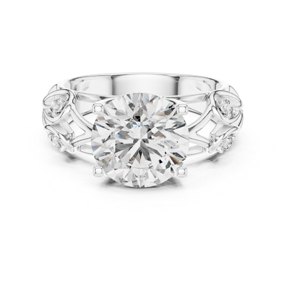 White gold round diamond floral split shank ring
Round diamond ring with floral open band in white gold
White gold floral diamond engagement ring front view
Round solitaire diamond ring with floral side details
White gold nature inspired round diamond ring
Floral vine style round diamond ring in white gold
White gold round diamond ring with leaf band design
Round brilliant diamond floral white gold ring
White gold split shank ring with round center diamond
Floral white gold ring with round lab grown diamond