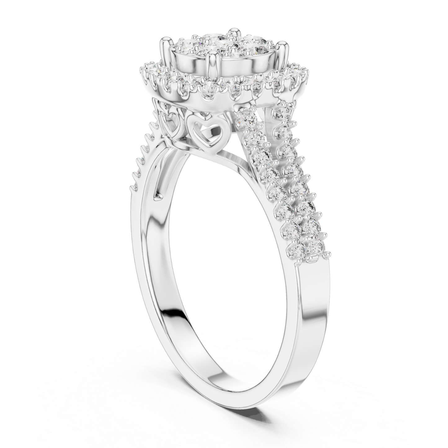White gold round diamond halo ring side gallery
Round diamond cluster halo ring profile view
White gold diamond halo ring detailed profile
Side angle white gold round diamond ring
White gold cluster diamond ring gallery detail
Round diamond halo ring with pave shank
White gold diamond ring under gallery view
Luxury round diamond cluster ring side detail
White gold halo ring with heart accents
Round diamond halo engagement ring profile angle