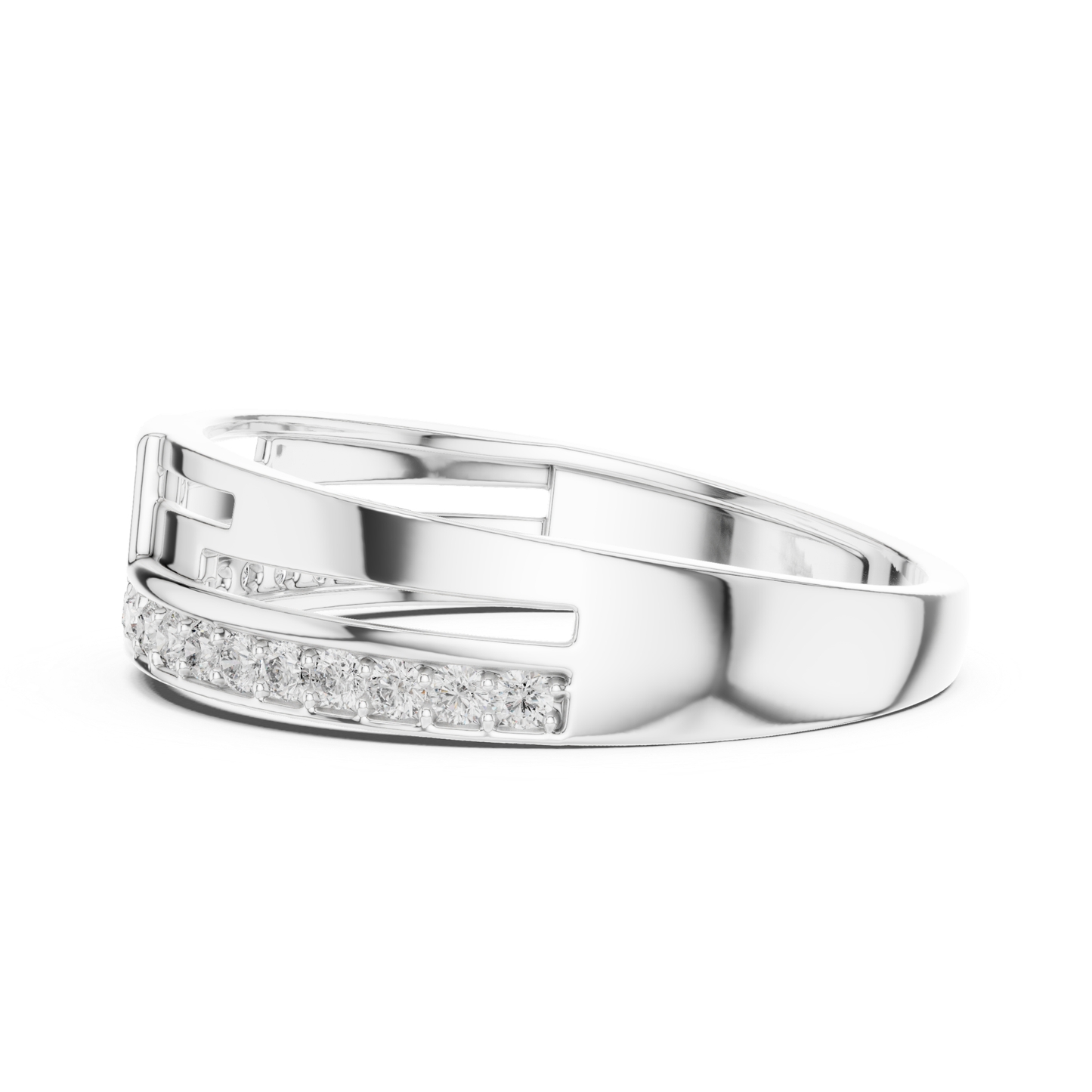 White gold modern open ring band with round diamonds
Elegant white gold minimalist diamond band ring
Modern white gold geometric diamond fashion ring
White gold sleek open style diamond ring
Luxury white gold round diamond band for women
Stylish white gold contemporary diamond ring design
Fine jewelry white gold open frame ring with diamonds
Unique white gold designer diamond band closeup
Handmade white gold modern diamond ring
White gold sparkling round diamond open band ring